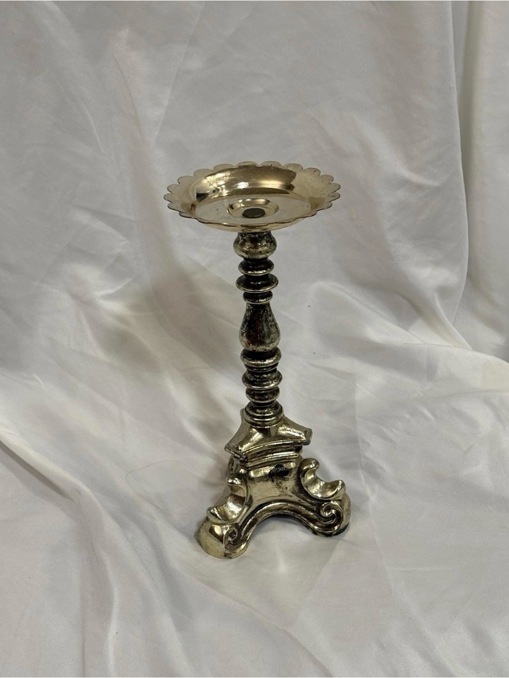 Rubel Vintage Gold Tone Candle Holder, 9 inch MCM Decor baroque statement ornate